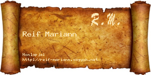 Reif Mariann névjegykártya